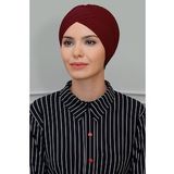 Bordo Pratik Hazır Geçmeli Tesettür Bone Sandy Kumaş Üç Çapraz 1803_16