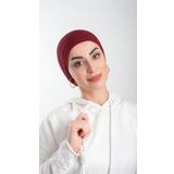 Bordo Pratik Hazır Geçmeli Tesettür Bone Viskon Kumaş Sade 3003_16