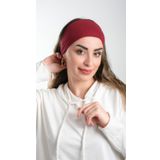 Bordo Pratik Hazır Geçmeli Tesettür Bone Viskon Kumaş Sade 3007_16