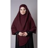 Bordo Pratik Hazır Geçmeli Tesettür Eşarp Medine İpeği Bağcıklı Çift Katlı Sufle Hijab 2302_16