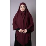 Bordo Pratik Hazır Geçmeli Tesettür Eşarp Medine İpeği Bağcıklı Sufle Hijab 2301_16