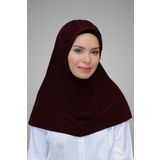 Bordo Pratik Hazır Geçmeli Tesettür Eşarp Sandy Kumaş İşlemeli İncili Taşlı 1605_16