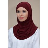 Bordo Pratik Hazır Geçmeli Tesettür Eşarp Sandy Kumaş Kendinden Boneli 1290_16