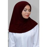 Bordo Pratik Hazır Geçmeli Tesettür Eşarp Sandy Kumaş Sade 1600_16