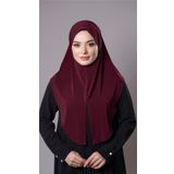 Bordo Pratik Hazır Geçmeli Tesettür Eşarp Sandy Kumaş Yırtmaçlı Düz Hijab 2310_16