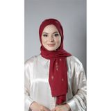Bordo Pratik Hazır Geçmeli Tesettür Şal Örme Kumaş Taşlı Çiçek Desenli 2118C_16