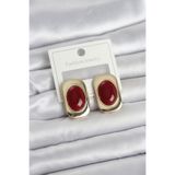 Bordo Renk Kare Model Vintage Kadın Küpe - EBJ260220W39809 BKP11658