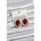 Bordo Renk Kare Model Vintage Kadın Küpe - Tj-Bkp11658