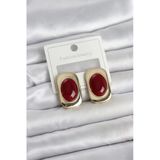 Bordo Renk Kare Model Vintage Kadın Küpe (Vice/1395)