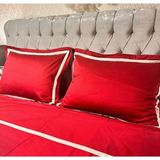 Bordo Renkli Pamuk-Saten Yastık Kılıfı - 50 x 70