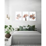 BORDO SANAT 35x50cm 3'lü Çiçek Set Dekoratif Duvar Kanvas Tablo BRD-SNT-M-1001