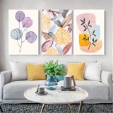 BORDO SANAT 35x50cm 3'lü Çiçek Set Dekoratif Duvar Kanvas Tablo BRD-SNT-M-1005