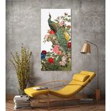 BORDO SANAT 35x70cm Tavus Kuşu Dekoratif Duvar Kanvas Tablo