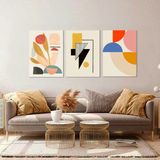 BORDO SANAT 40x55cm 3'lü Soyut Set Dekoratif Duvar Kanvas Tablo