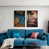 BORDO SANAT 40x70cm 2'li Çiçek Set Dekoratif Duvar Kanvas Tablo