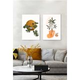 BORDO SANAT 45x65cm 2'li Bitki Set Dekoratif Duvar Kanvas Tablo