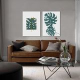 BORDO SANAT 50x70cm 2'li Bitki Set Dekoratif Duvar Kanvas Tablo