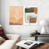 BORDO SANAT 50x70cm 2'li Soyut Set Dekoratif Duvar Kanvas Tablo
