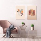 BORDO SANAT 50x75cm 2'li Soyut Set Dekoratif Duvar Kanvas Tablo BRD-SNT-M-0952