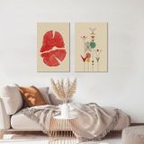 BORDO SANAT 50x75cm 2'li Soyut Set Dekoratif Duvar Kanvas Tablo
