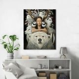 BORDO SANAT 60x75cm Kadın ve Hayvanlar Dekoratif Duvar Kanvas Tablo