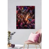 BORDO SANAT 60x75cm Kedi Dekoratif Duvar Kanvas Tablo
