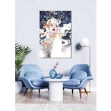 BORDO SANAT 60x90cm Kadın ve Kelebekler Dekoratif Duvar Kanvas Tablo