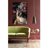 BORDO SANAT 60x90cm Kedi Dekoratif Duvar Kanvas Tablo