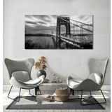 BORDO SANAT 70x40cm Siyah Beyaz Köprü Dekoratif Duvar Kanvas Tablo