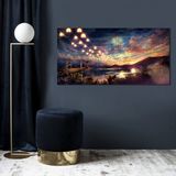 BORDO SANAT 80x40cm Havai Fişekler Dekoratif Duvar Kanvas Tablo