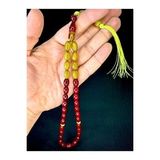 BORDO SARI OSMANLI BENZETME SIKMA KEHRİBAR TESBİH 8MMX12MM T-751