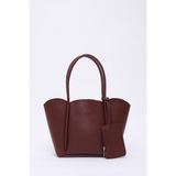 Bordo SHK122 Suni Deri, Çıtçıtlı, Makyaj Çantalı, Cüzdanlı El, Kol ve Omuz Çantası