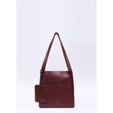 Bordo SHK123 Suni Deri, Çıtçıtlı, Iki Bölmeli, Cüzdanlı, Makyaj Çantalı, Askılı, El, Kol ve Omuz Çantası
