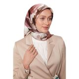 Bordo Soyut Çiçek Desen Sura İpek Eşarp