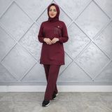Bordo Taş Detaylı Tesettür Tunik Pantolon İkili Takım – Günlük Spor Şık Kombin TS01BRD