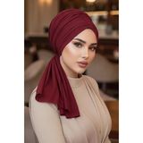 Bordo Tokalı Abiye Bone Şal / Hazır Duvak