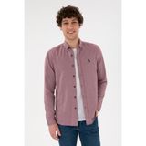 Bordo U.S. Polo Assn. Erkek Gömlek Basic Uzun Kol Slim Fit Trend Desenli