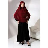 Bordo Üç Katlı Peçeli Kısa Şifon Tesettür Sufle Eşarp