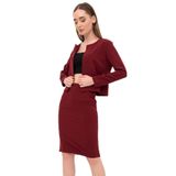 Bordo Uzun Kol Kısa Krep Ceket&Hırka
