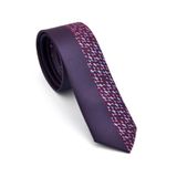 Bordo Ve Lacivert Pano Desenli Dokuma Kumaş Slim Fit Kravat // Kpk009