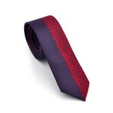 Bordo Ve Lacivert Pano Desenli Dokuma Kumaş Slim Fit Kravat // Kpk011