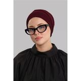 Bordo Versa Kuyruklu Pratik Tesettür Bone Sandy Büzgülü 2515_16