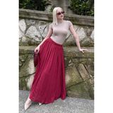 Bordo Vual Kumaş Basic Kadın Uzun Boy Kadın Etek MG2366 - XL