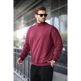 Bordo Yarım Balıkçı Yaka Erkek Basic Sweatshirt E7158