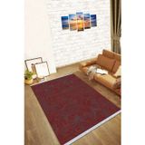 Bordo Yöresel Dokuma Pamuk Tabanlı Kaymaz Kilim Klm358