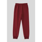 Bordo Yüksek Bel Jogger Rahat Form Manşetli Kadın Eşofman Alt - 94561