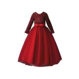 Bordo Zara Payetli Kız Çocuk Abiye - Kız Çocuk Elbise (13-15 yaş)