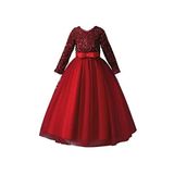 Bordo Zara Payetli Kız Çocuk Abiye - Kız Çocuk Elbise (7-9 yaş)
