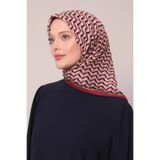 Bordo Zigzag Desen Soft Eşarp