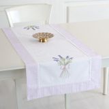 Bordürlü Lavanta İşlemeli Runner (Lila, 50 x 130)
